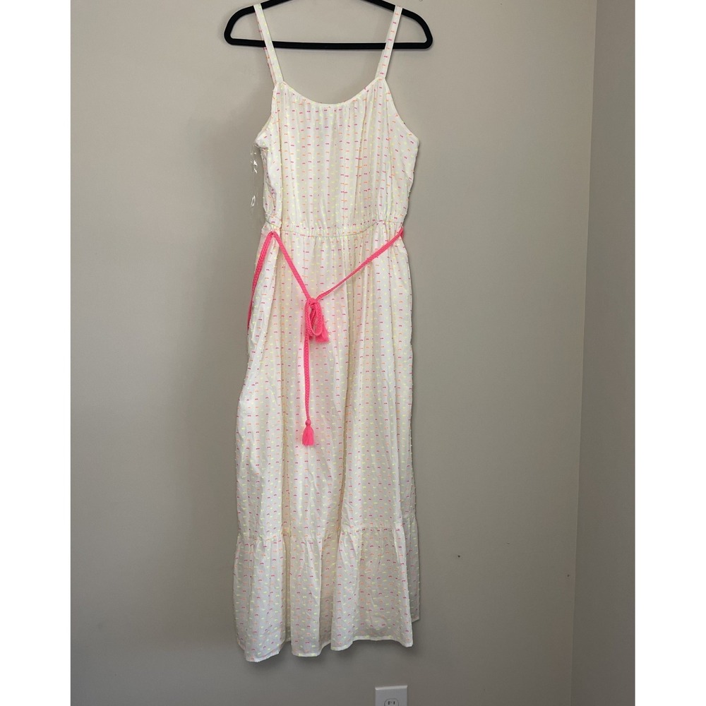 Lane Bryant Neon Dot Beach Tassel Sundress Tie Waist Spring Sz 16